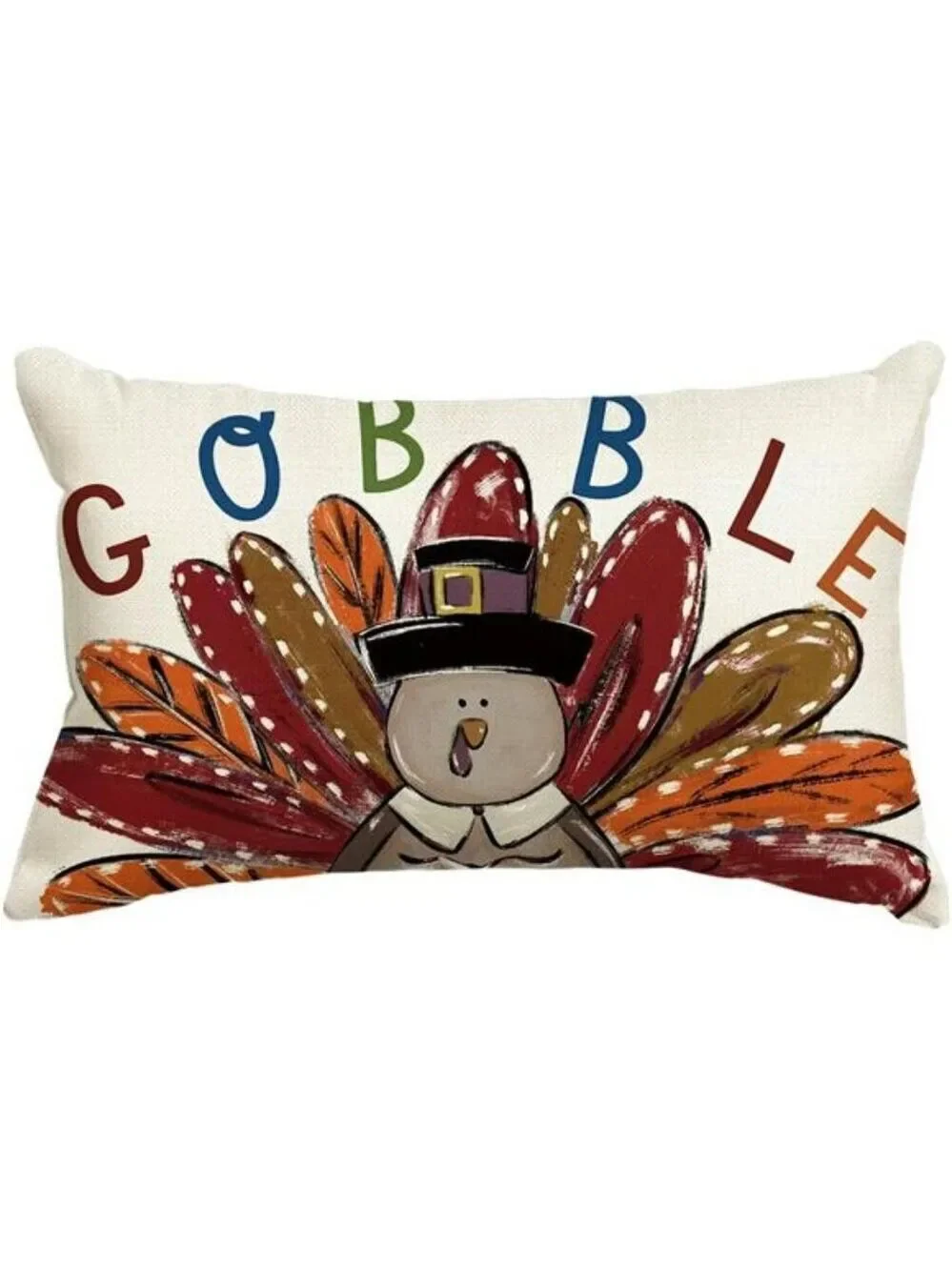 Thanksgiving Turkey Pillow Cover 12x20 Gobble Fall Cushion Case for Sofa Couch C